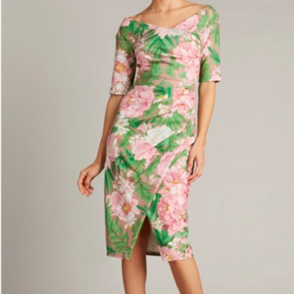 Tadashi Shoji Avil Floral Cocktail Dress, L (10-12)